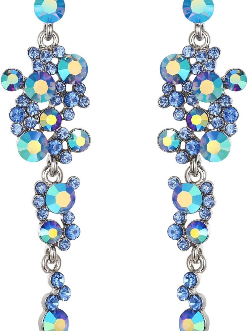 Bohemian Floral Crystal Chandelier Dangle Earrings for Weddings & Special Events